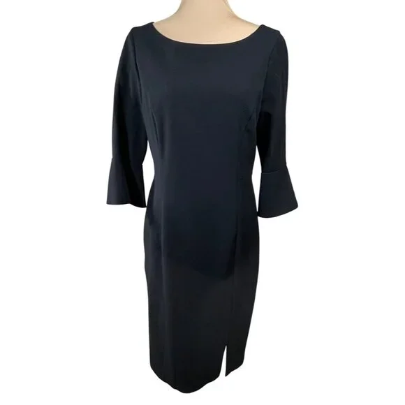 White House Black Market Bell Sleeve Dress LBD Sheath Size 10 - Picture 1 of 9